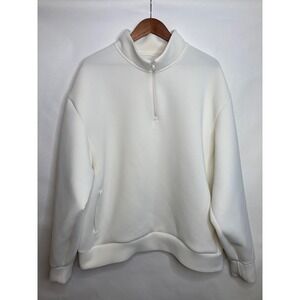 Uniqlo Ultra‎ Stretch Dry Sweatshirt Quarter Zip Off White XXL Unisex Athleisure